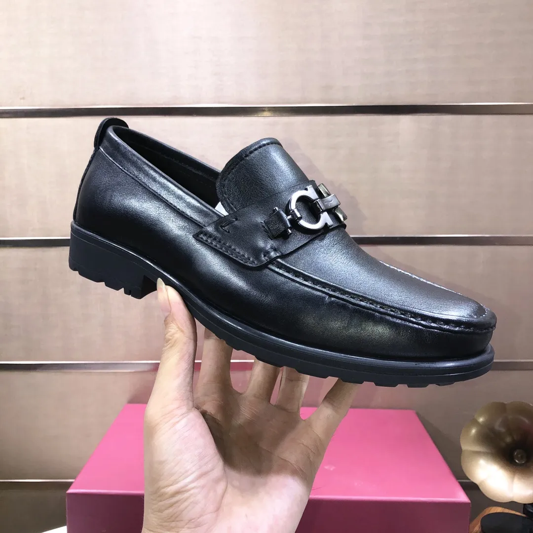 Men's shoes 💰500💰[Ferragamo/Ferragamo] The latest model in the counter. Original imported cowhide fabric + 🐂 water-dyed sheepskin lining + original luxury metal buckle + original combined outsole. Comparison without pressure 38--45 (45 is custom-made and cannot be returned or exchanged)